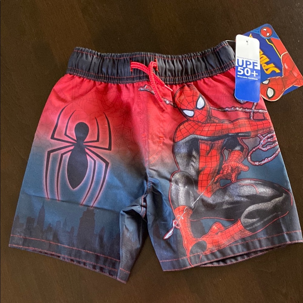 Boys Spider-Man Red and Blue Swim Shorts